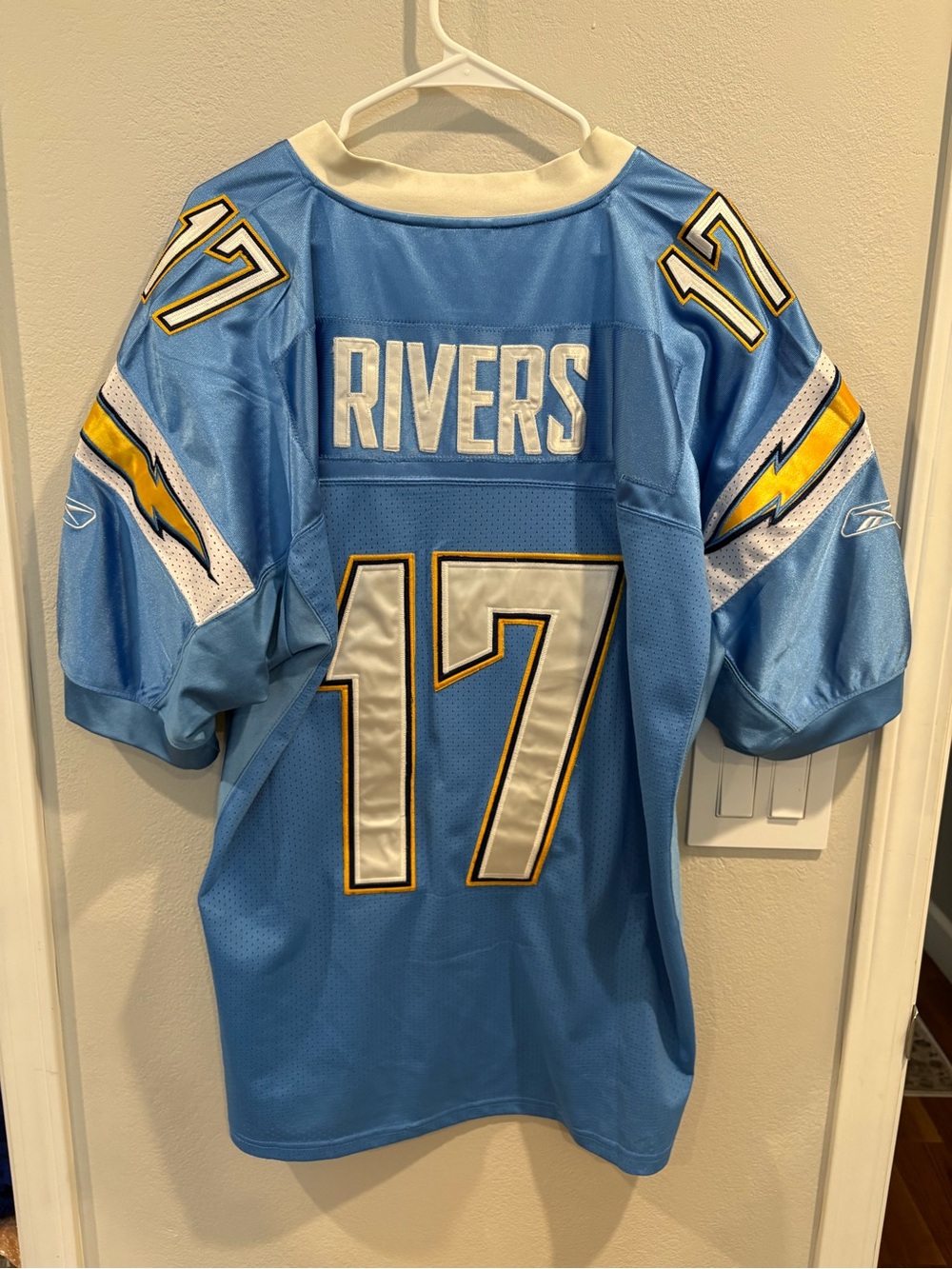 San Diego Chargers Philip Rivers on field Stitched Powder Blue Jersey Size 54 - Picture 13 of 16